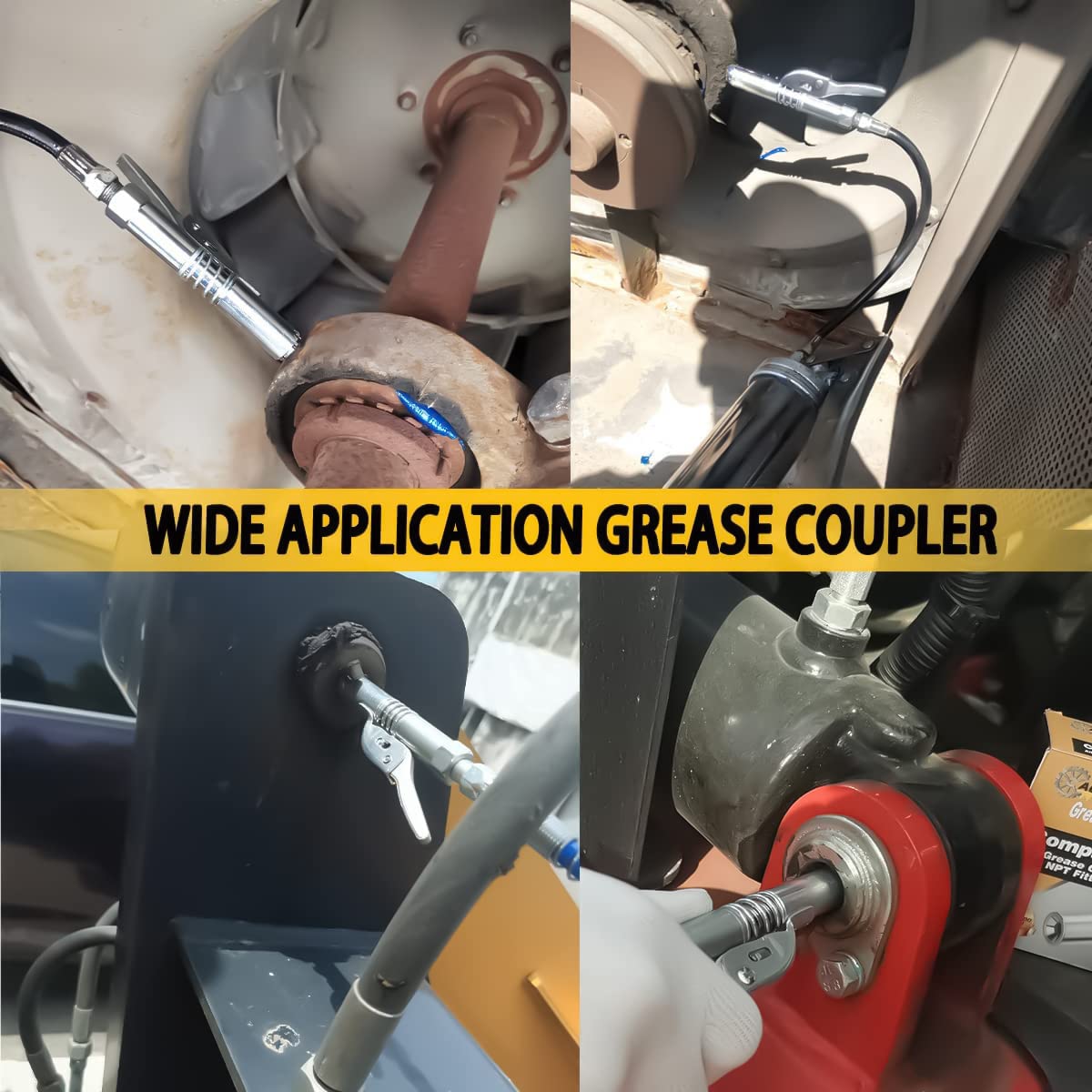 STHIRA Grease Gun Coupler, Heavy Duty Strong Lock onto Zerk Fittings High Pressure Grease Gun Coupler Quick Release Grease, Rated 10000 PSI Long-Lasting and Compatible with All Grease Guns 1/8 STHIRA Grease Gun Coupler, Heavy Duty Strong Lock onto Zerk Fittings High Pressure Grease Gun Coupler Quick Release Grease, Rated 10000 PSI Long-Lasting and Compatible with All Grease Guns 1/8
